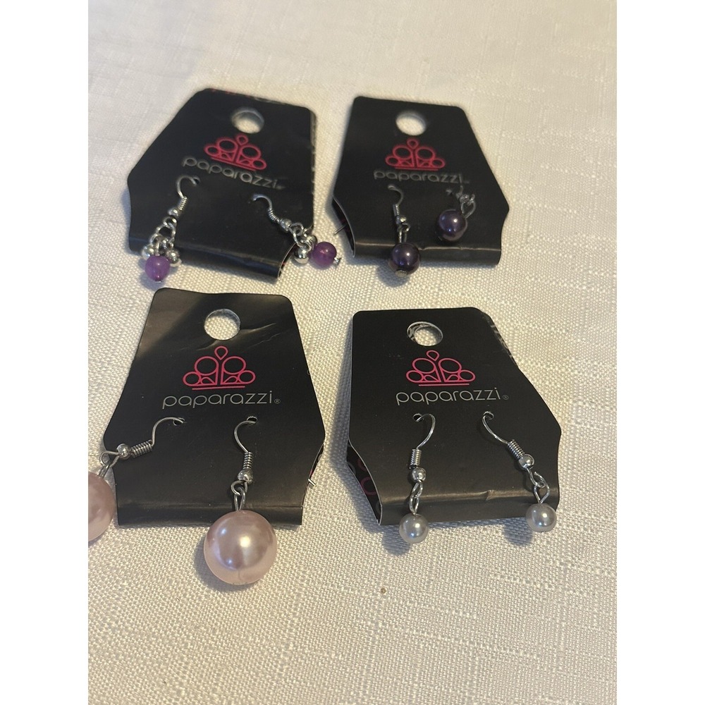 Lot of 4 - Paparazzi -‎ Pierced Dangle Drop Earrings - Silver Tone - New